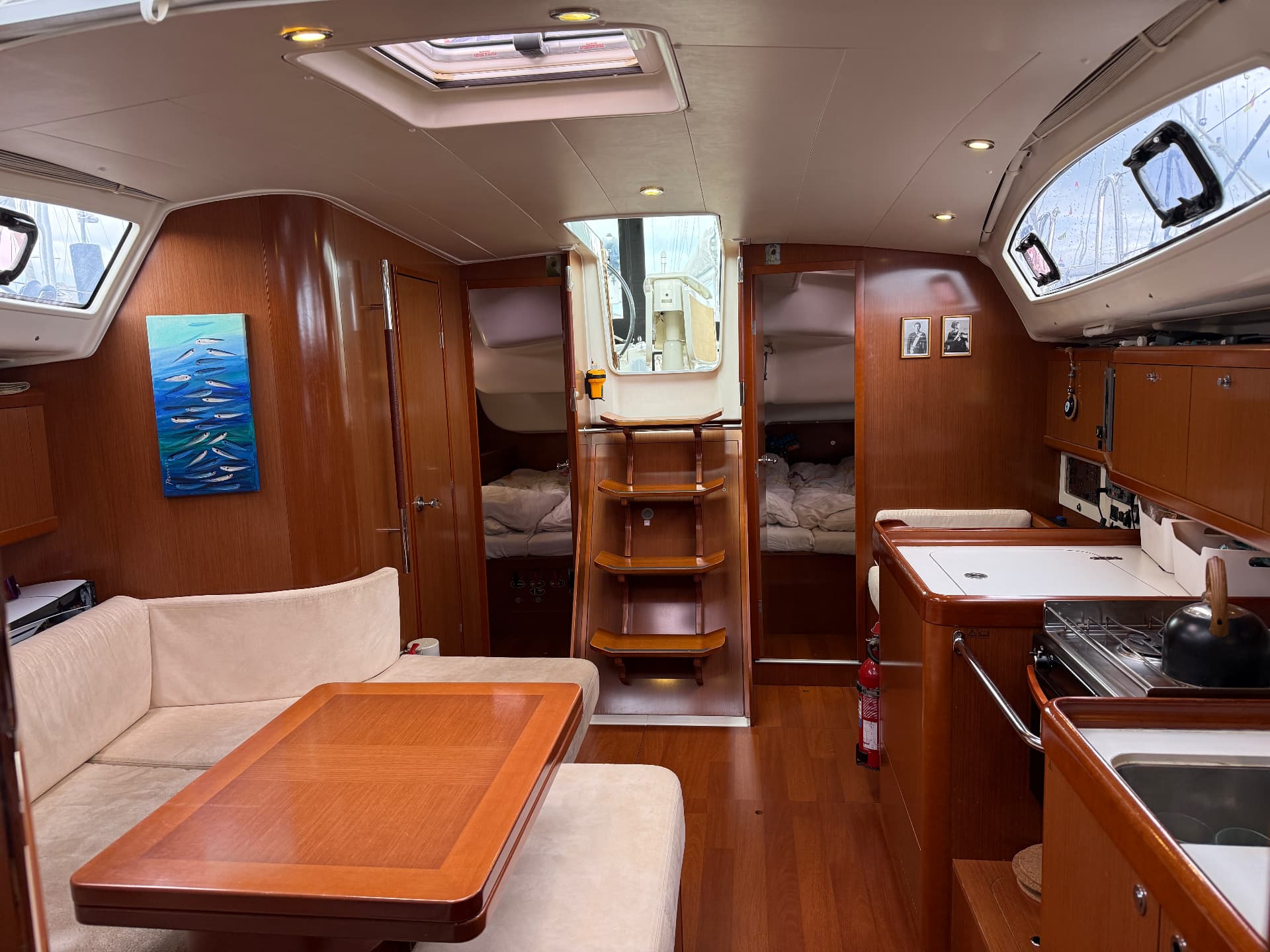 Saloon looking forward towards cabins and galley