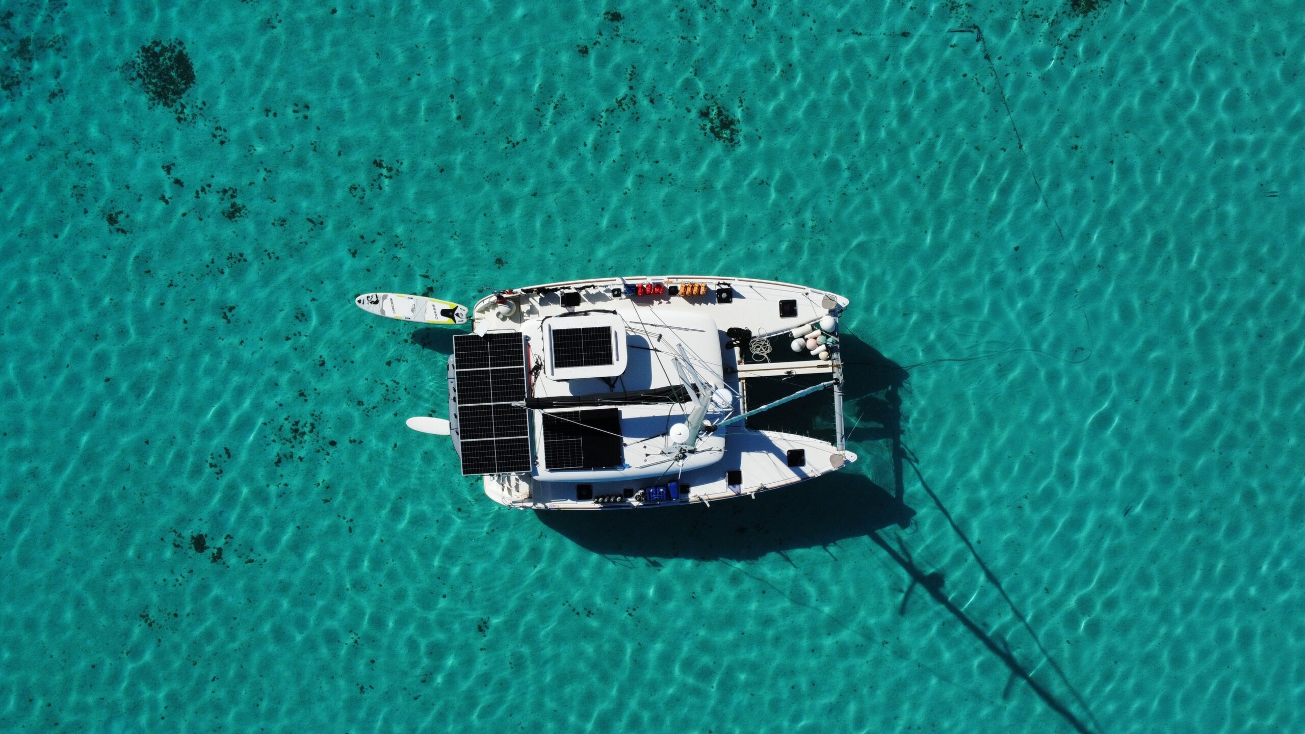 Elsa, a 2017 Lagoon 400 S2 catamaran, seen from the air