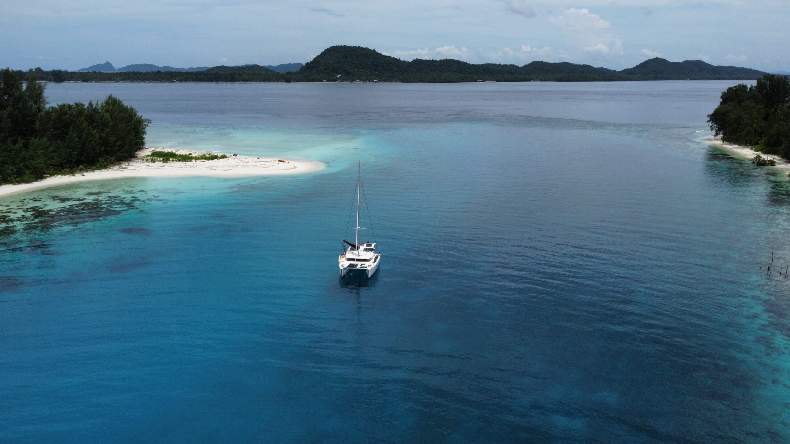 Elsa, a 2017 Lagoon 400 S2 catamaran, seen from the air